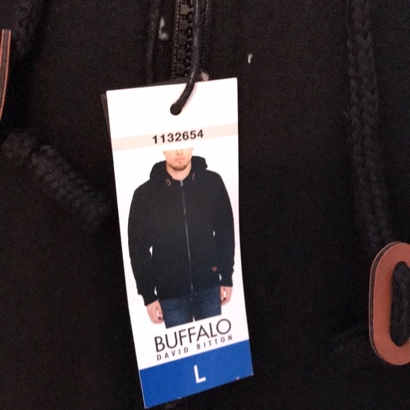 Men’s New David Bitton Black Hoodie Size Large - Picture 6 of 8